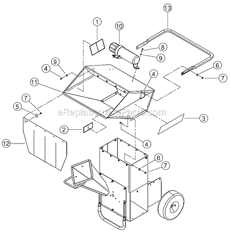 Hopper - Non-Ce Compliant Diagram and Parts List for SC3265 A08787 Bear Cat Chipper Shredder